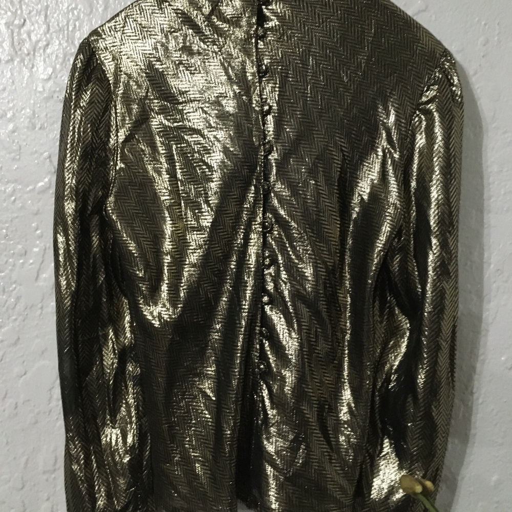 Vintage metallic Gold Lame top button‎ up back size 10 - Picture 7 of 8